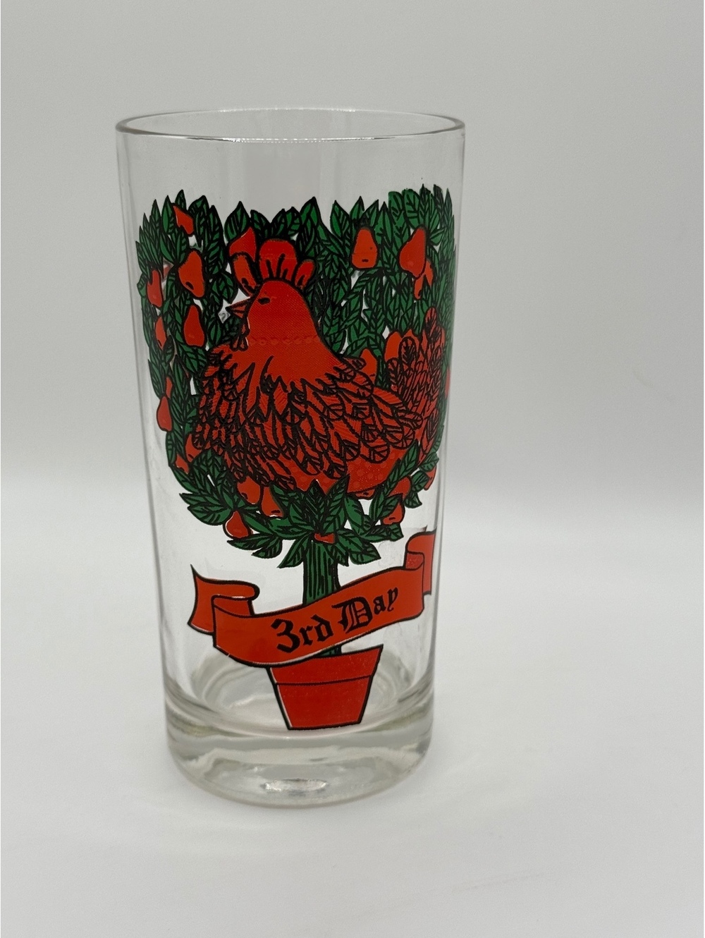 Vintage 12 Days of Christmas 3rd Day French Hens Drinking Glass Tumbler